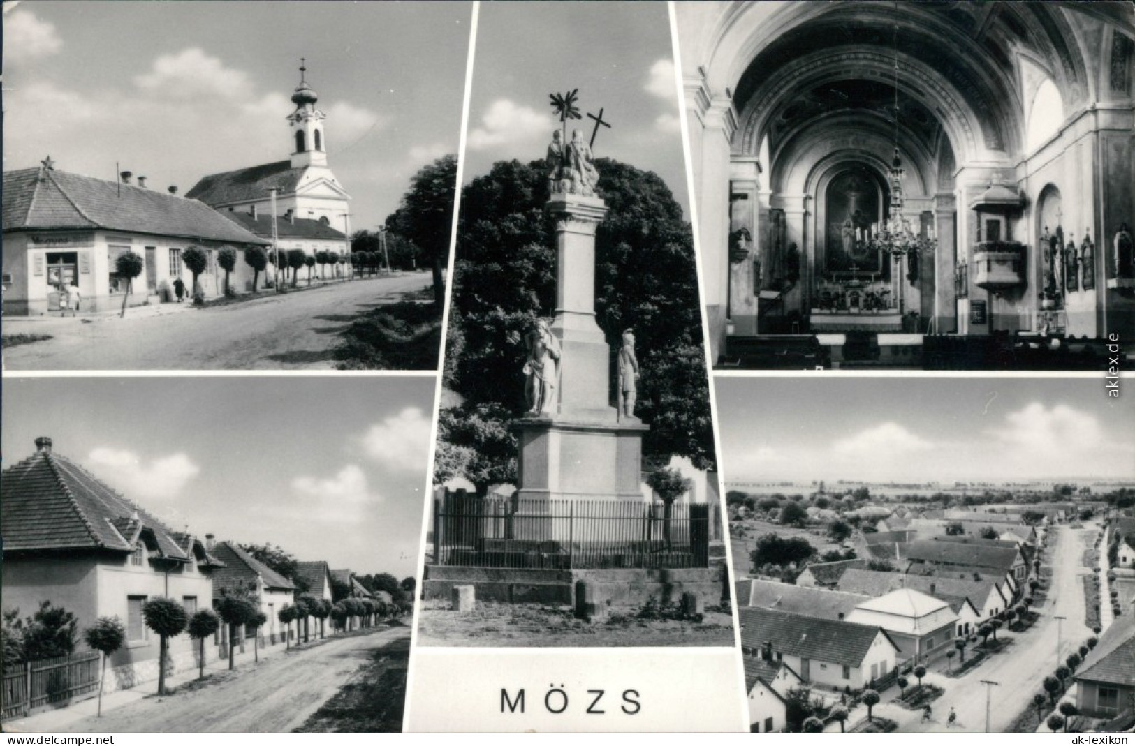 Mözs-Tolna Kirche, Denkmal, Kirche-Innenansicht, Wohnsiedlung, Überblick 1983 - Ungheria