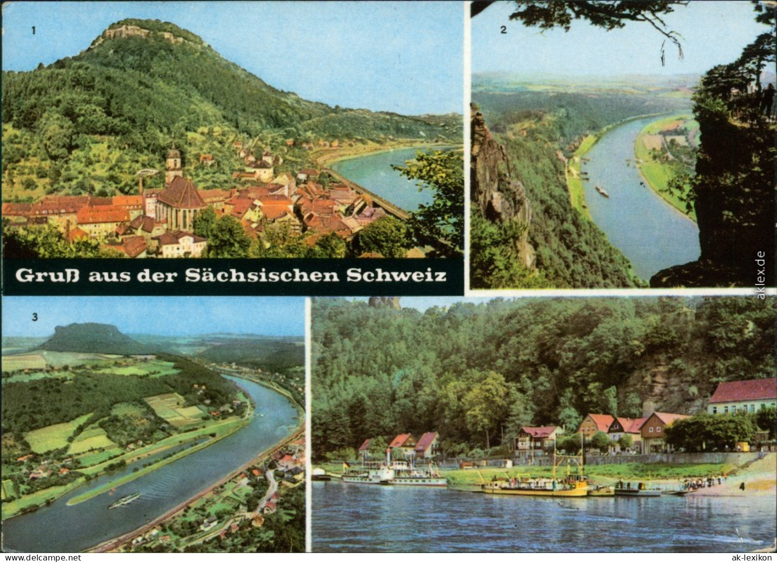 Rathen Panorama-Ansicht, Blick Von Der Bastei,  Dampferanlegestelle 1969 - Bad Schandau