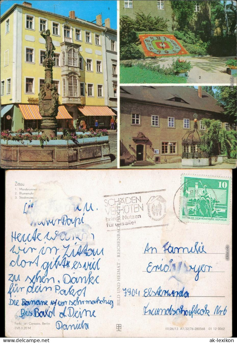 Zittau Marsbrunnen/Rolandsbrunnen, Blumenuhr, Stadt- Und Kreismuseum 1976 - Zittau
