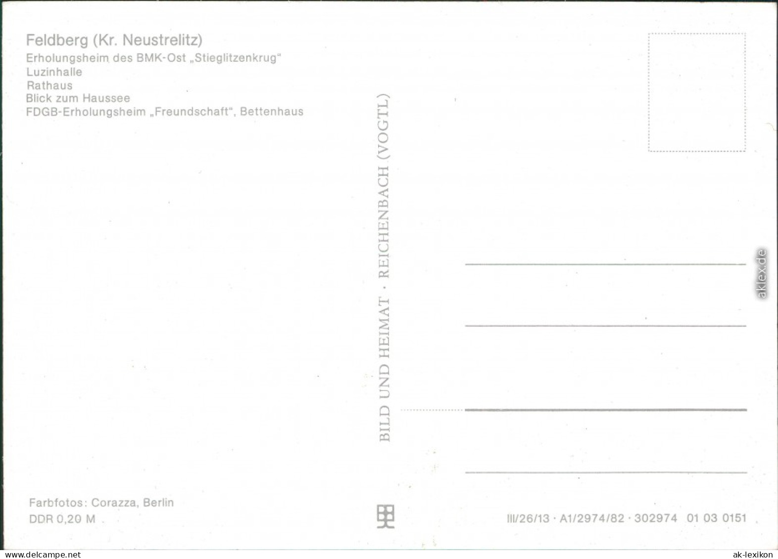 Feldberg-Feldberger Seenlandschaft Erholungsheim   Luzinhalle  1982 - Autres & Non Classés