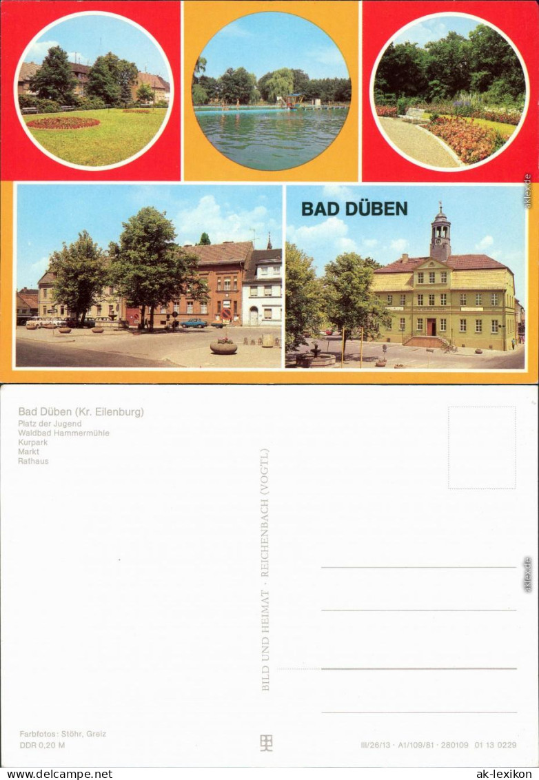 Bad Düben Platz Der Jugend, Waldbad Hammermühle, Kurpark, Marktplatz,  1981 - Bad Dueben