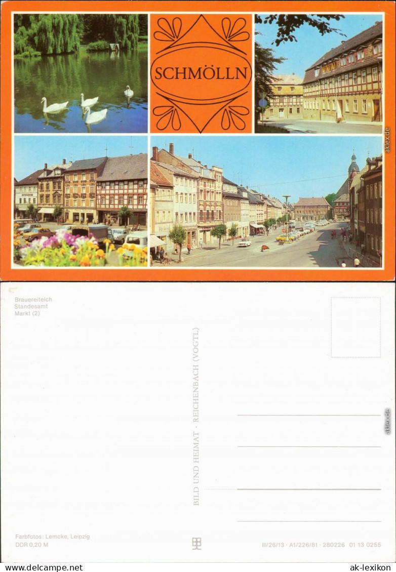 Ansichtskarte Schmölln Brauereiteich, Standesamt, Marktplatz 1981 - Schmölln