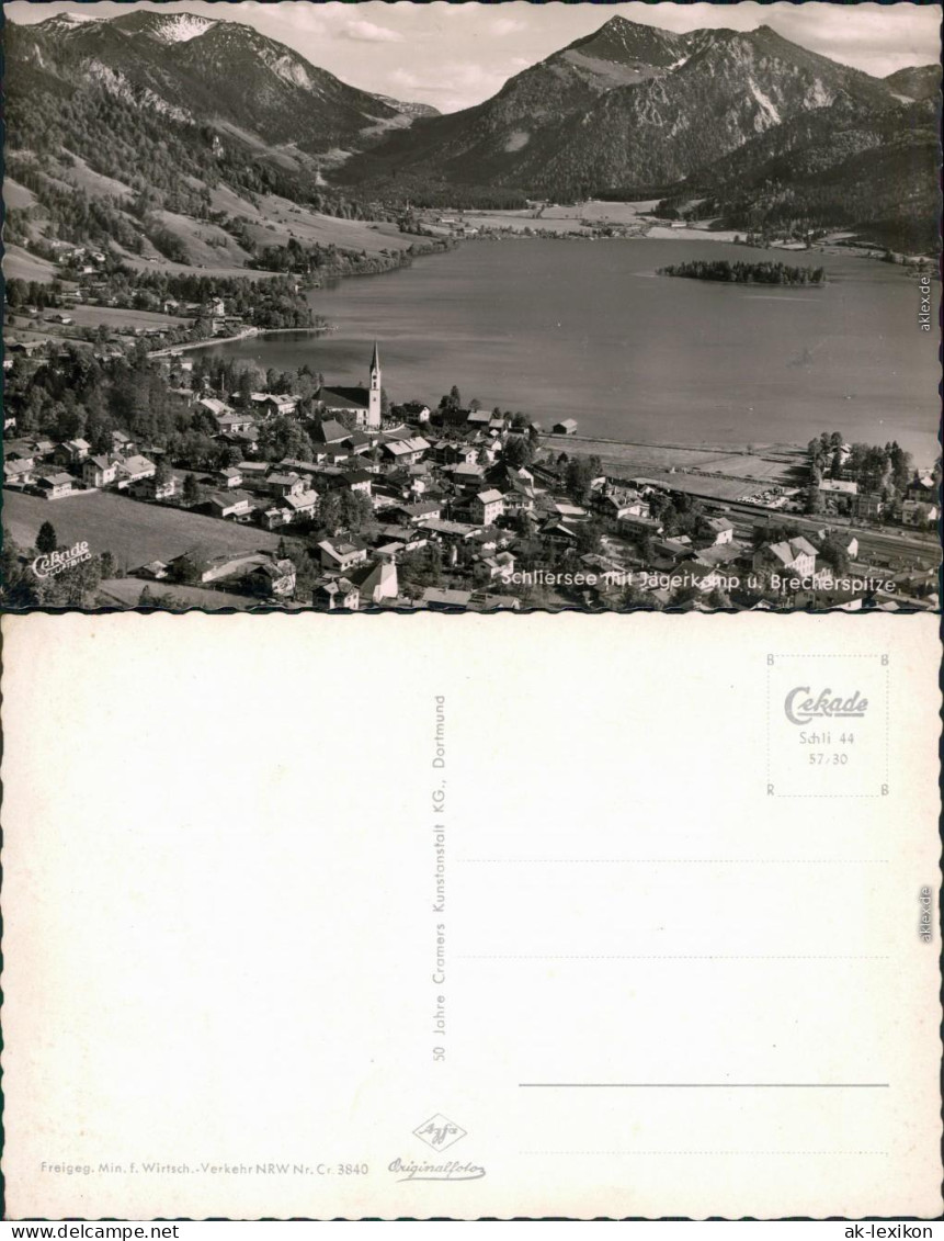 Ansichtskarte Schliersee Luftbild Jägerkapp, Brecherspitze 1957  - Schliersee