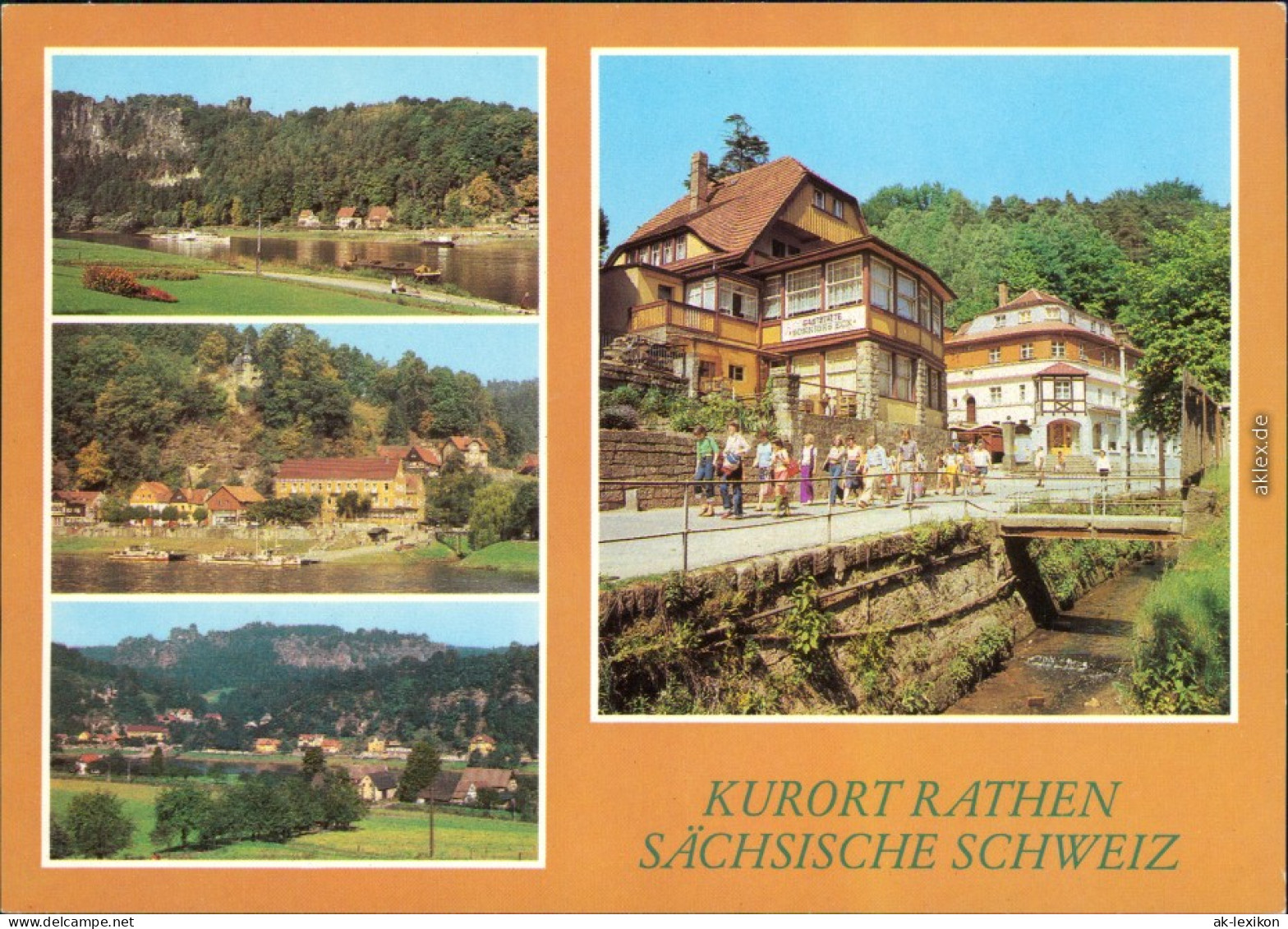 Rathen Dampferanlegestelle, Teilansicht, HO-Gaststätte "Sonniges Eck" 1981 - Rathen