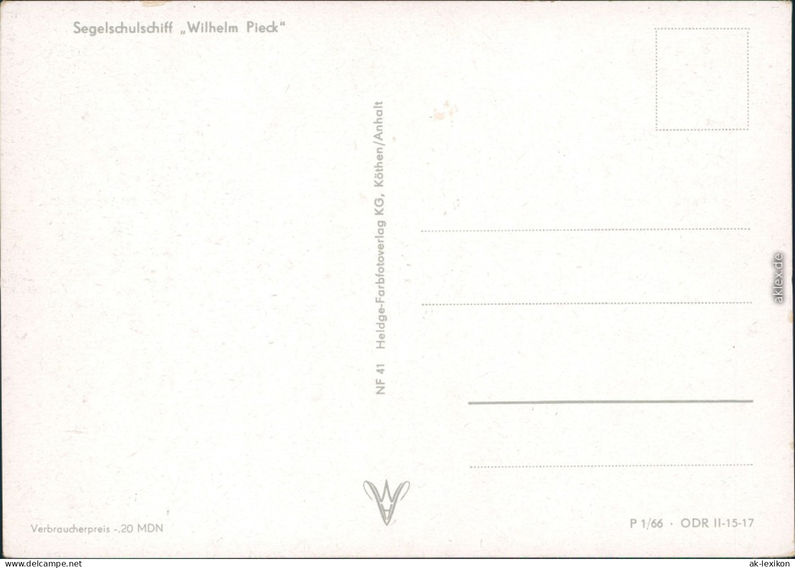 Ansichtskarte  Segelschiff Wilhelm Pieck 1966 - Voiliers