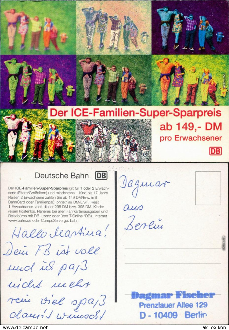 Ansichtskarte  Der ICE-Familien-Super-Sparpreis Ab 149 DM Pro Erwachsener 1995 - Trains