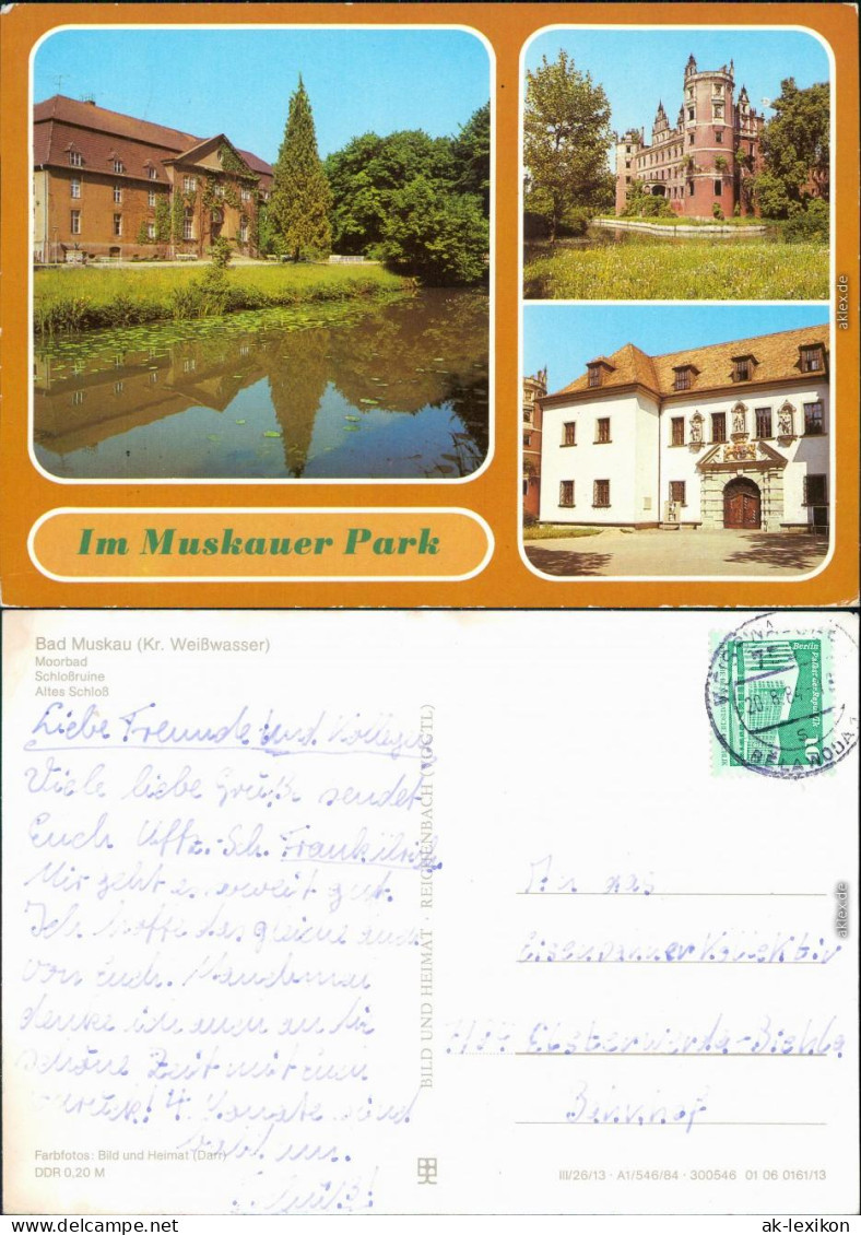 Ansichtskarte Bad Muskau Mužakow Moorbad, Schloßruine, Altes Schloß 1984 - Bad Muskau