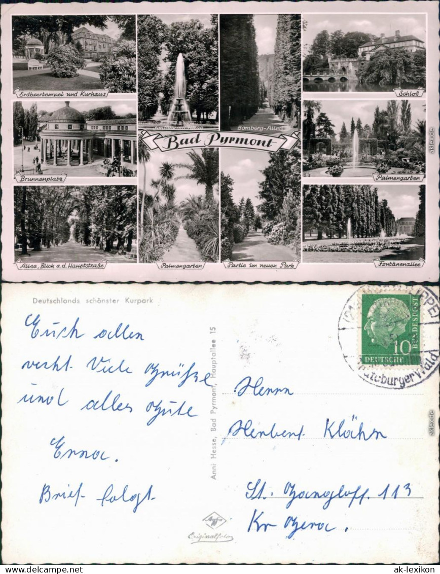 Bad Pyrmont Kurpark: Fontänen, Schloß, Erdbeertempel, Palmengarten 1958 - Bad Pyrmont