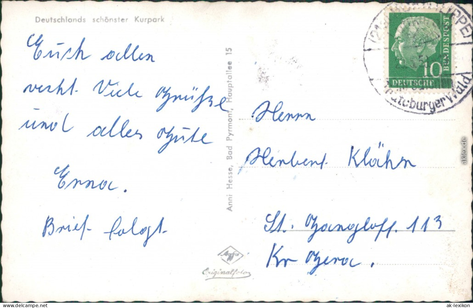 Bad Pyrmont Kurpark: Fontänen, Schloß, Erdbeertempel, Palmengarten 1958 - Bad Pyrmont