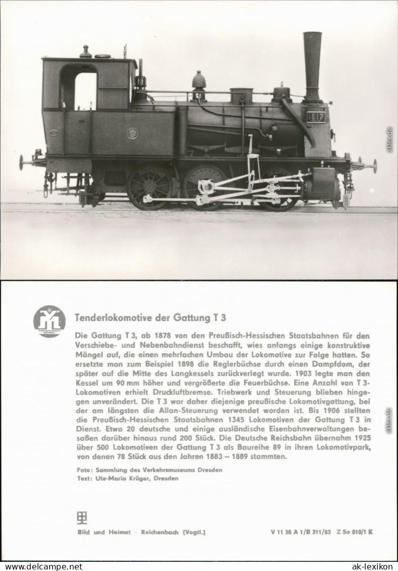 Ansichtskarte  Tenderlokomotive Der Gattung T 3 1983 - Trains