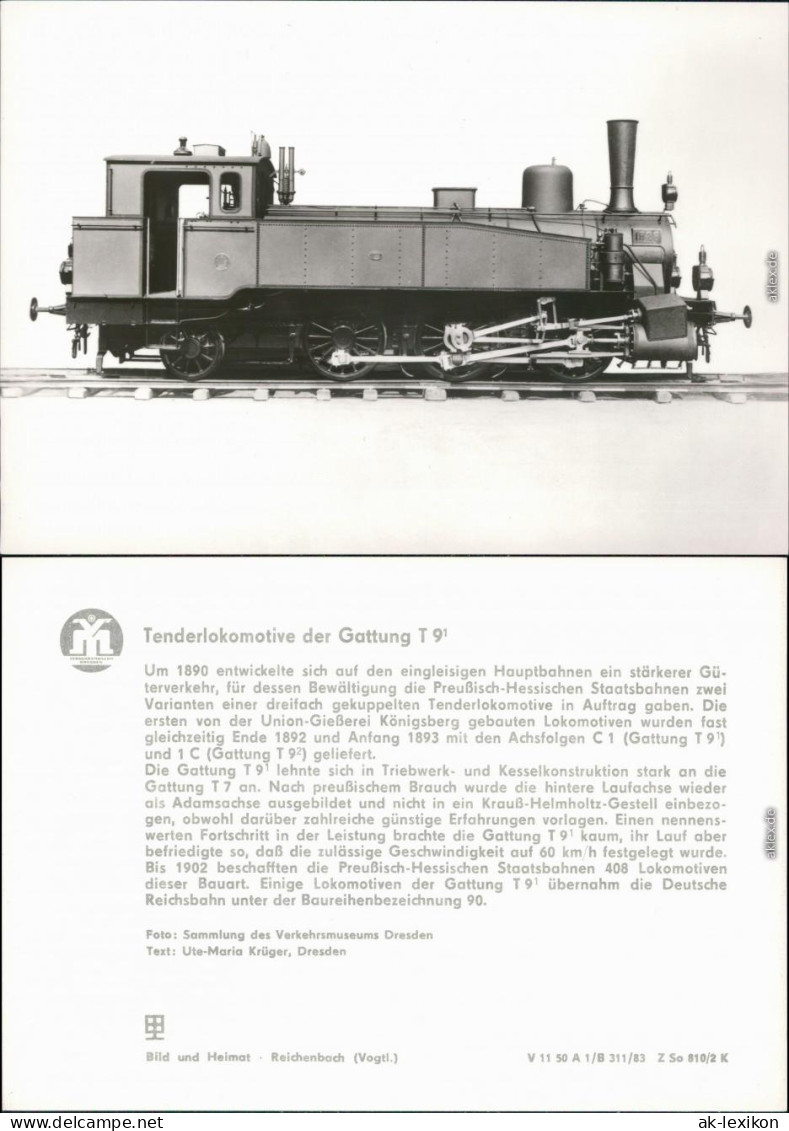 Ansichtskarte  Tenderlokomotive Der Gattung T 9 1983 - Trains