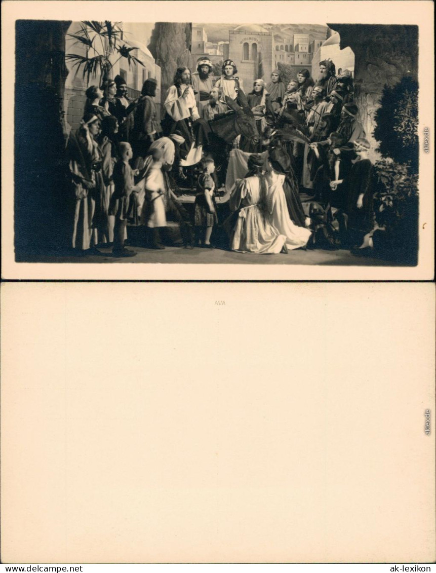 Ansichtskarte Oberammergau Jesus Auf Esel Mit Zuhöreren 1930 Privatfoto - Oberammergau