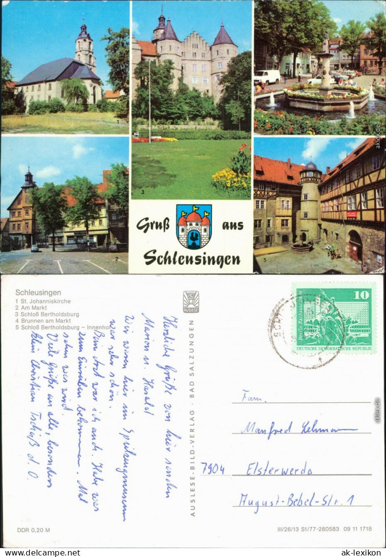 Schleusingen Johanniskirche, Markt, Schloß Bertholdsburg, Brunnen Am Markt 1977 - Schleusingen