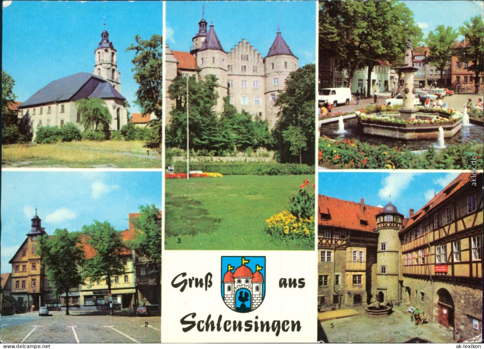 Schleusingen Johanniskirche, Markt, Schloß Bertholdsburg, Brunnen Am Markt 1977 - Schleusingen