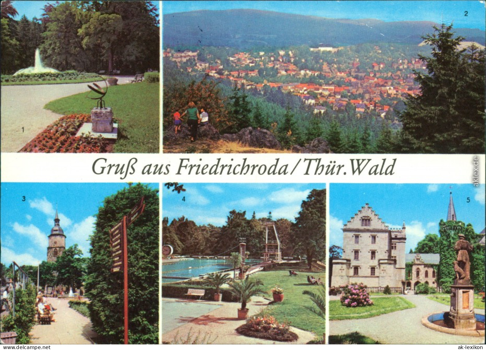 Friedrichroda Puschkinpark, Gesamtansicht  Schloß Reinhardsbrunn G1983 - Friedrichroda