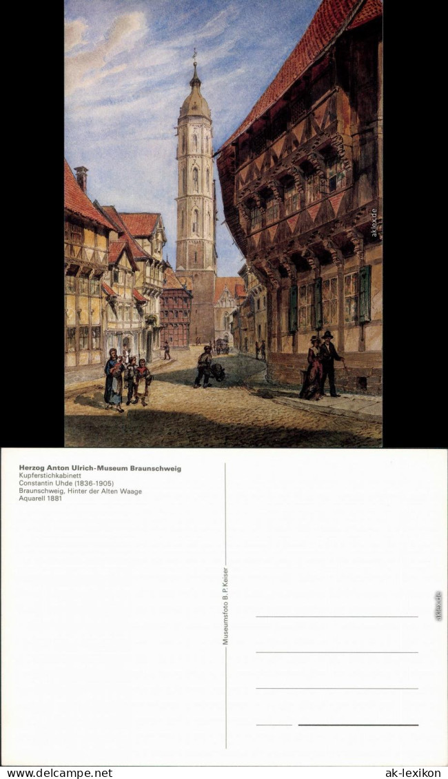 Braunschweig Künstlerkarte: Aquarell Von C. Uhde "Hinter Der Alten Waage" 1985 - Braunschweig