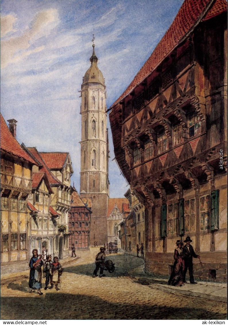 Braunschweig Künstlerkarte: Aquarell Von C. Uhde "Hinter Der Alten Waage" 1985 - Braunschweig