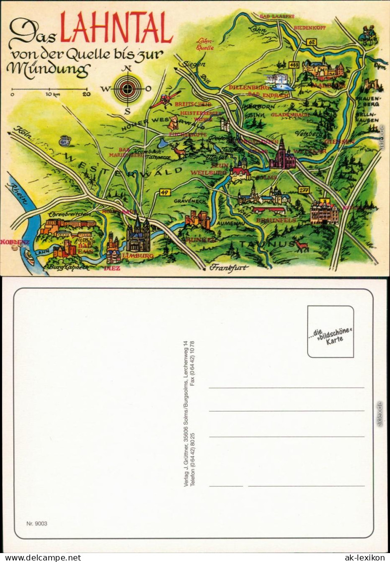 Ansichtskarte  Landkarten-Ansichtskarte: Das Lahntal 1985 - Cartes Géographiques