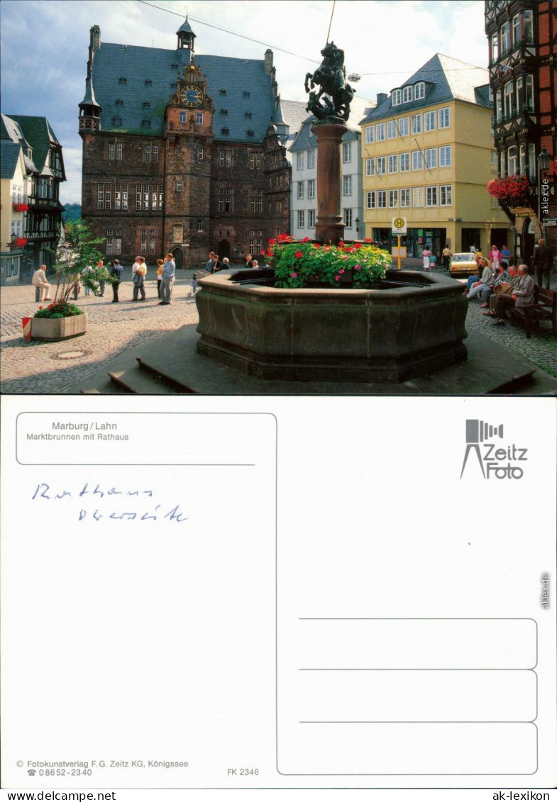 Ansichtskarte Marburg An Der Lahn Rathaus Mit Marktbrunnen 1985 - Marburg