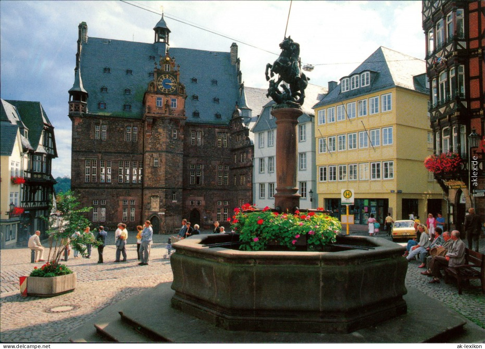 Ansichtskarte Marburg An Der Lahn Rathaus Mit Marktbrunnen 1985 - Marburg