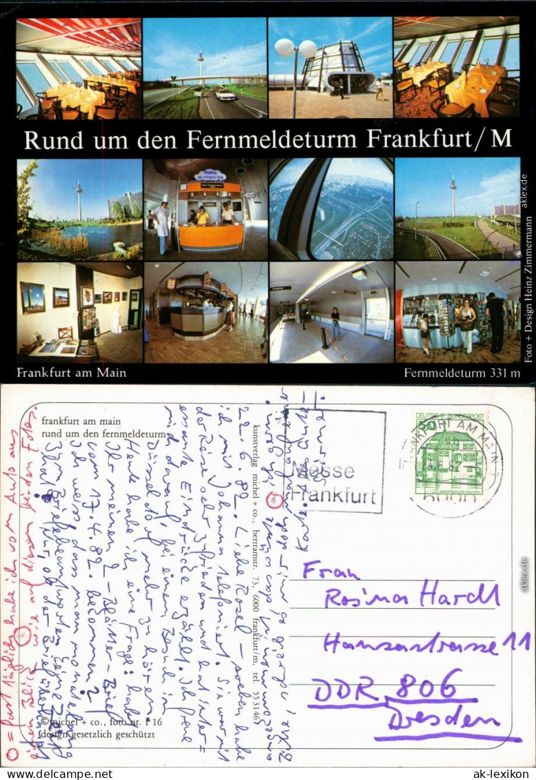 Ansichtskarte Frankfurt Am Main Rund Um Das Fernmeldehochhaus 1987 - Frankfurt A. Main