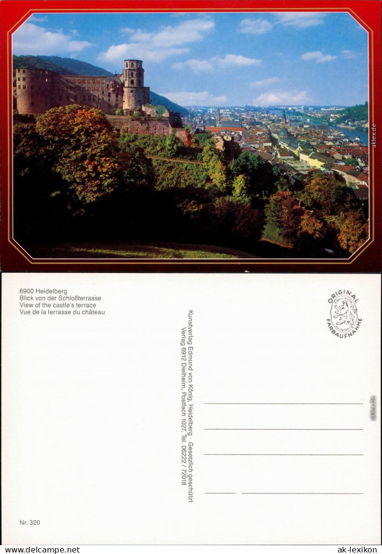 Ansichtskarte Heidelberg Blick Von Der Schloßterrasse 1990 - Heidelberg
