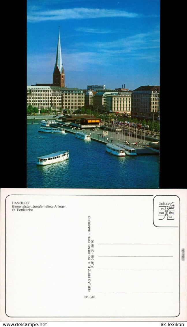 Hamburg Binnenalster, Jungfernstieg, Anleger, St. Petrikirche 1985 - Other & Unclassified