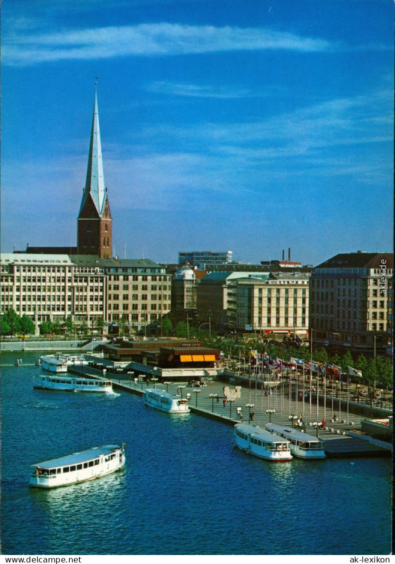 Hamburg Binnenalster, Jungfernstieg, Anleger, St. Petrikirche 1985 - Other & Unclassified