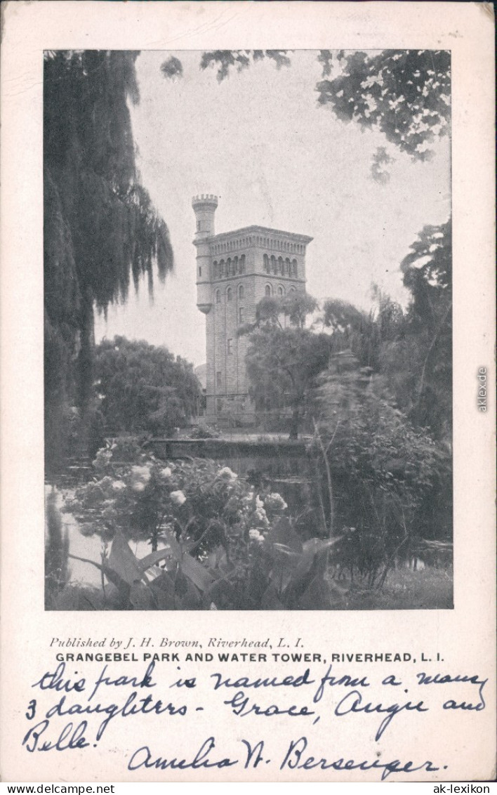Ansichtskarte Riverhead Wasserturm - Long Island - Grangebel Park 1907 - Andere & Zonder Classificatie