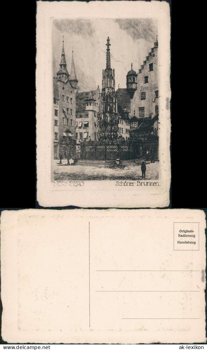 Ansichtskarte Nürnberg Schöner Brunnen - Federzeichnung 1928  - Nuernberg