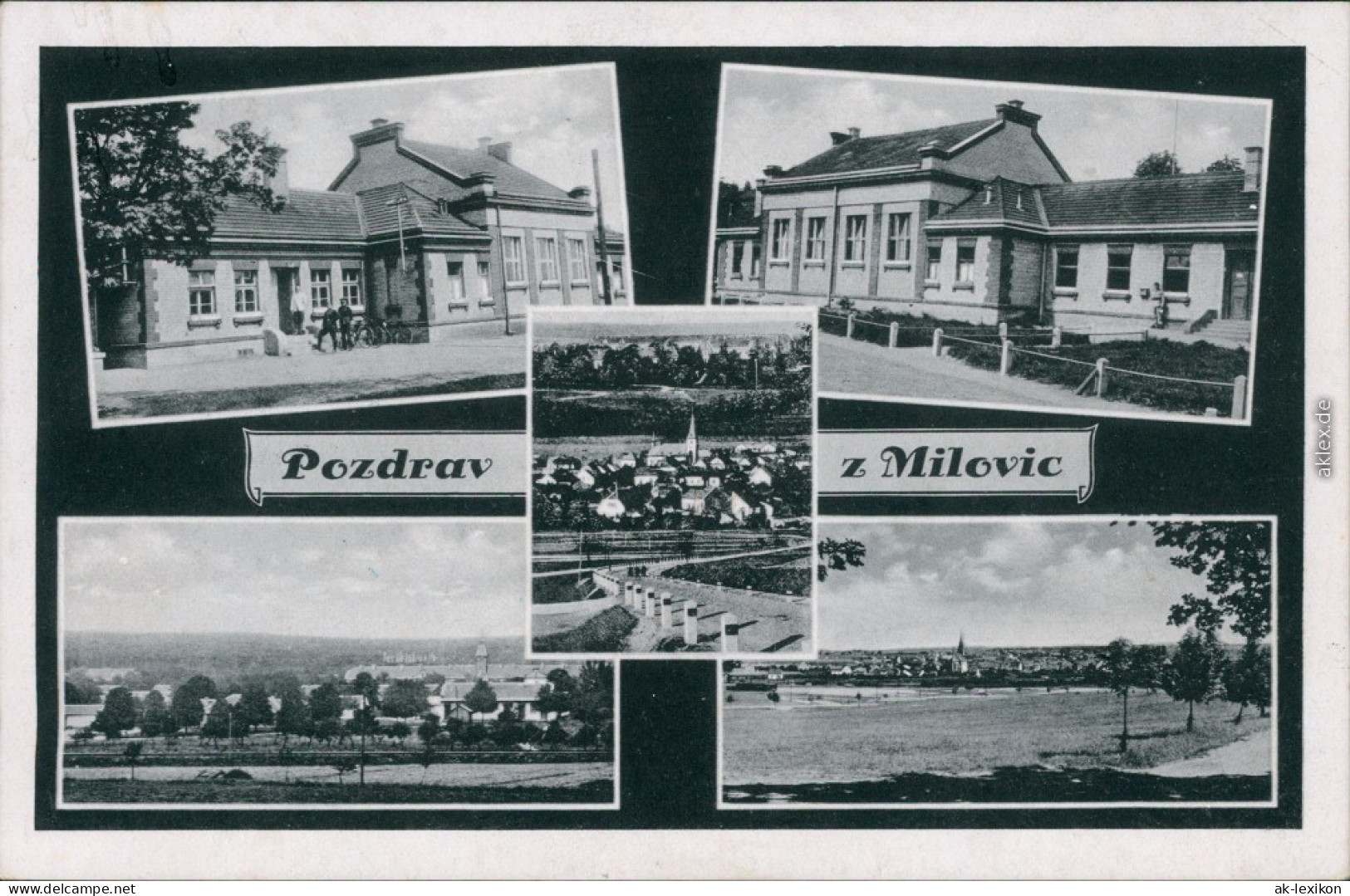 Postcard Milowitz Milovice Nad Labem Stadt, 5 Bild 1940 - Czech Republic