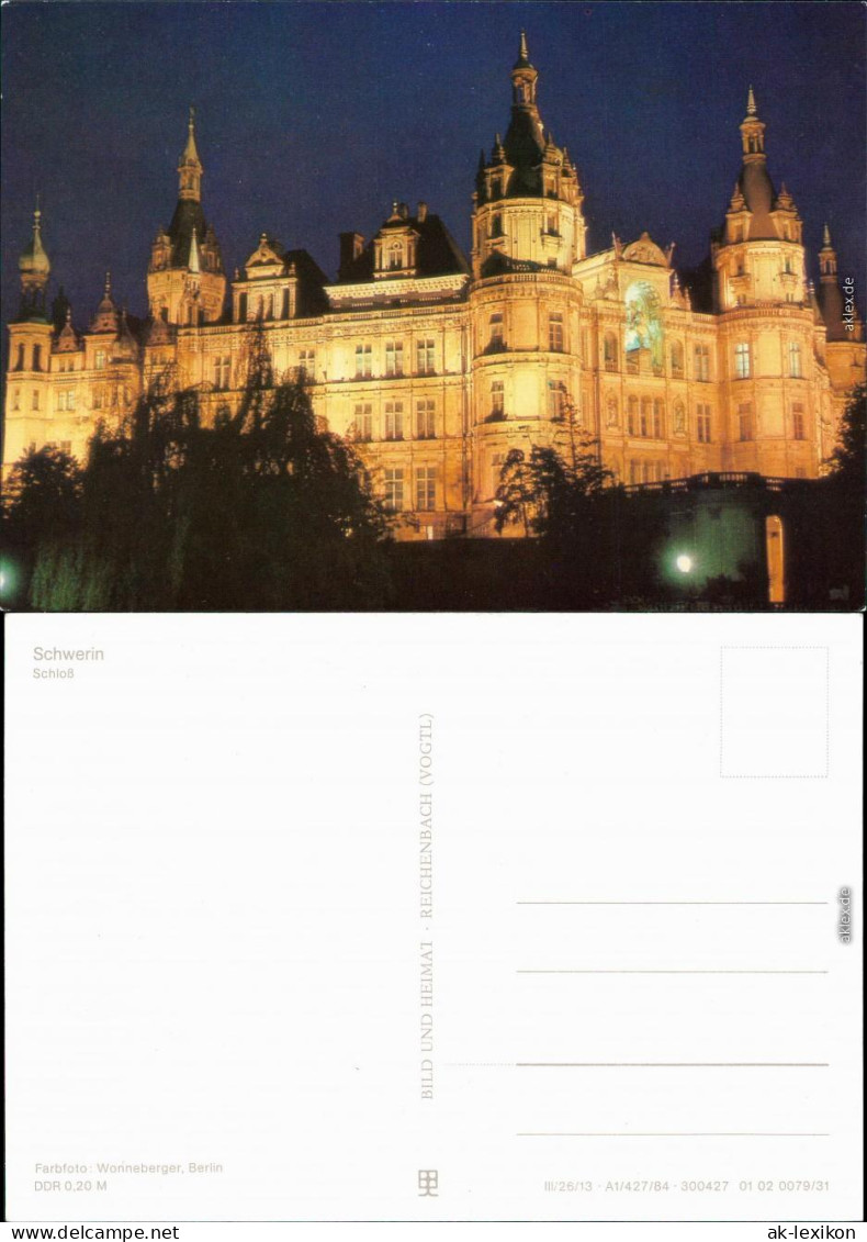 Ansichtskarte Schwerin Schweriner Schloss Bei Nacht 1981 - Schwerin