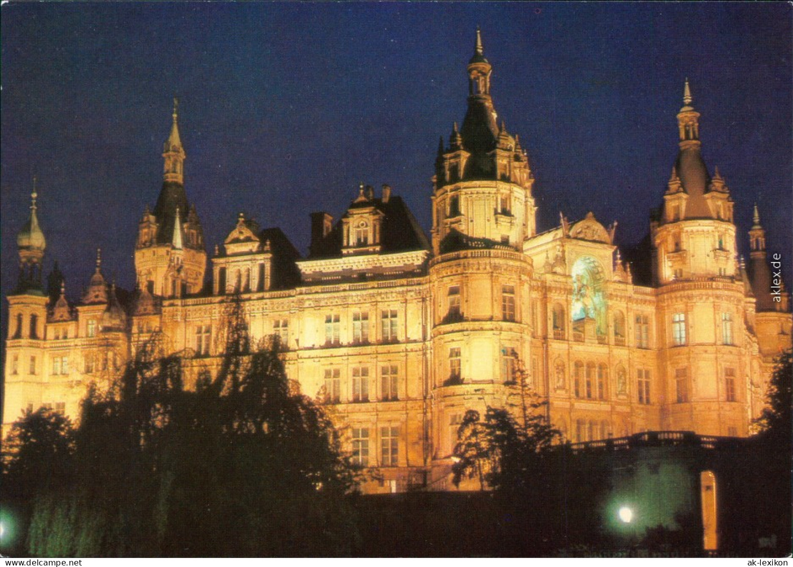 Ansichtskarte Schwerin Schweriner Schloss Bei Nacht 1981 - Schwerin