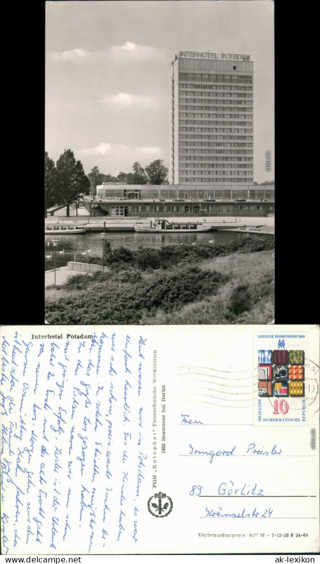 Ansichtskarte Potsdam Interhotel "Potsdam" Mit Dampfer 1969 - Potsdam