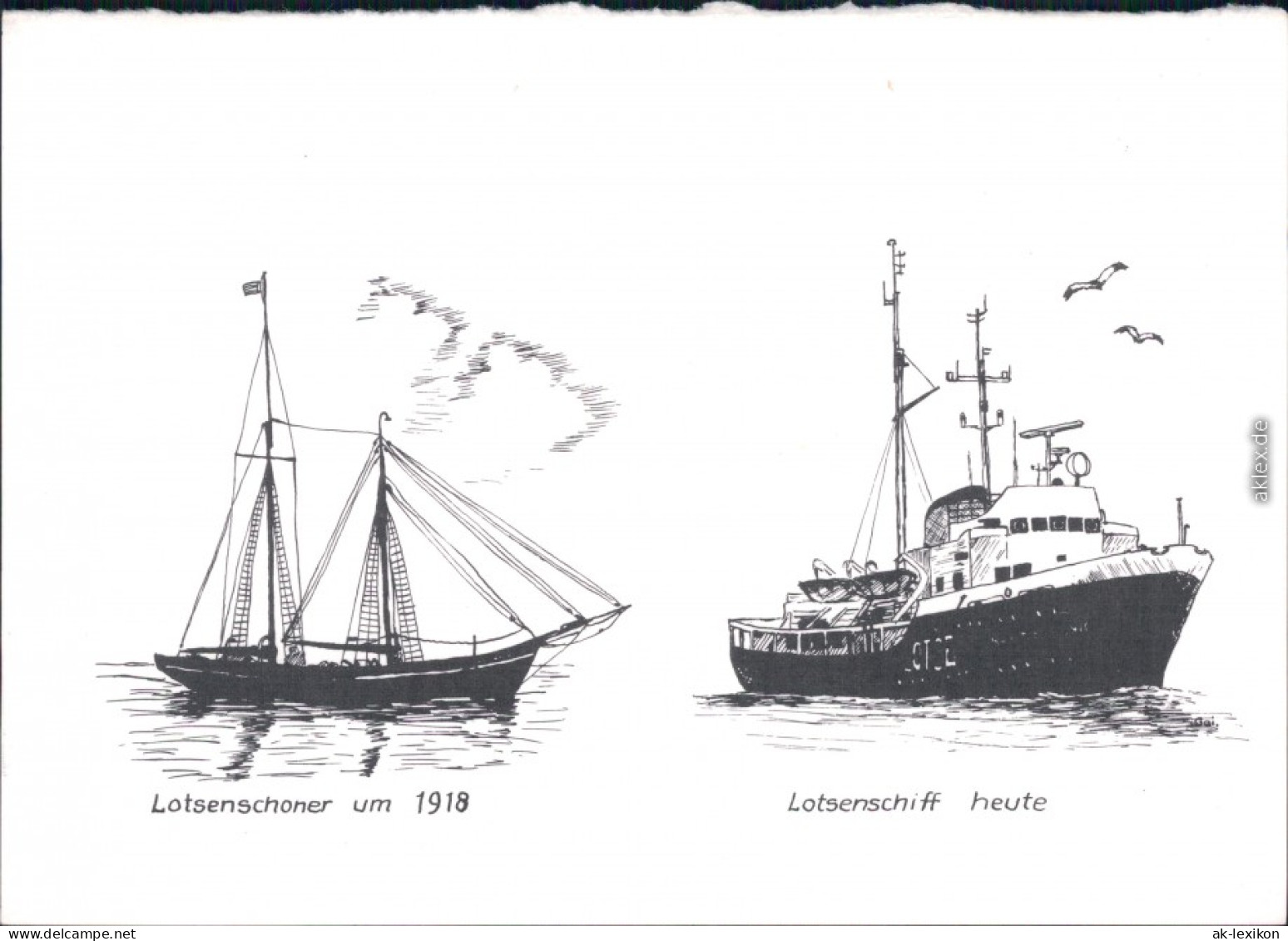 Ansichtskarte  Künstlerkarte - Segelschiff Und Lotsenschiff 1985 - Zeilboten