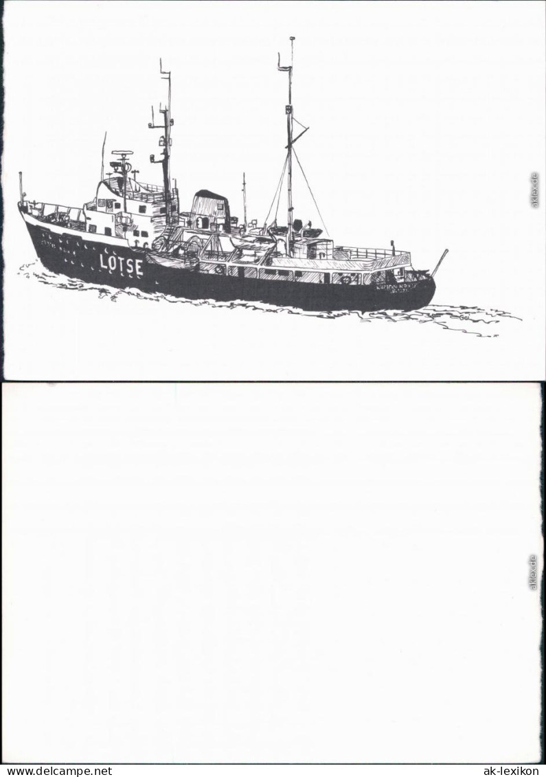 Ansichtskarte  Künstlerkarte - Schiff "Lotse" 1980 - Sonstige & Ohne Zuordnung