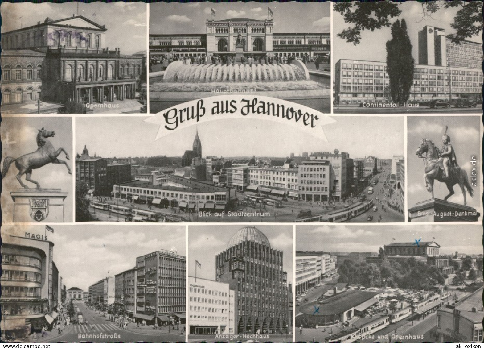 Hannover Oper, Hauptbahnhof, Continental-Haus, Stadtzentrum Kröpcke 1962 - Hannover