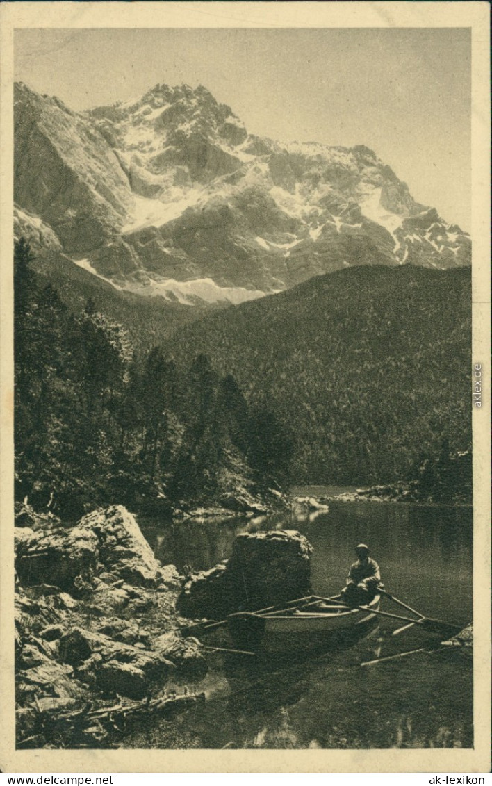 Ansichtskarte Garmisch-Partenkirchen Eibsee Mit Zugspitze Und Boot 1932 - Garmisch-Partenkirchen