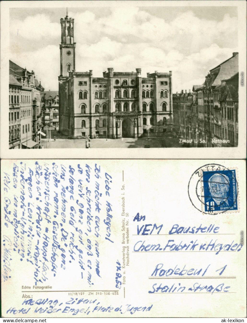 Ansichtskarte Zittau Rathaus 1953 - Zittau