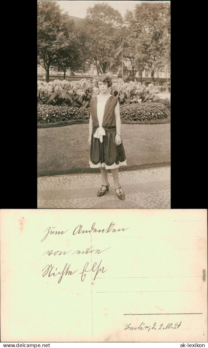 Soziales Leben - Frauen - Mädchen Junge Frau Im Sonntagskleid 1924 Privatfoto - Personen