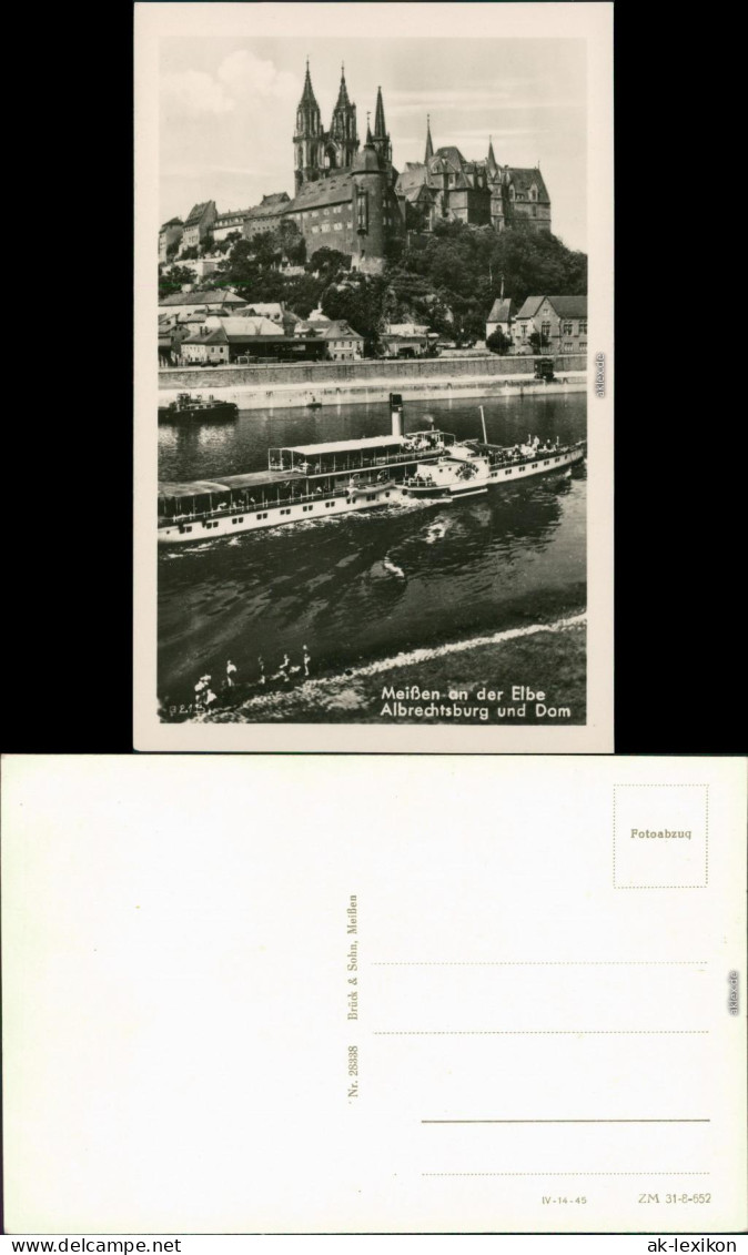 Ansichtskarte Meißen Schloss Albrechtsburg Mit Elbdampfer 1952 - Meissen