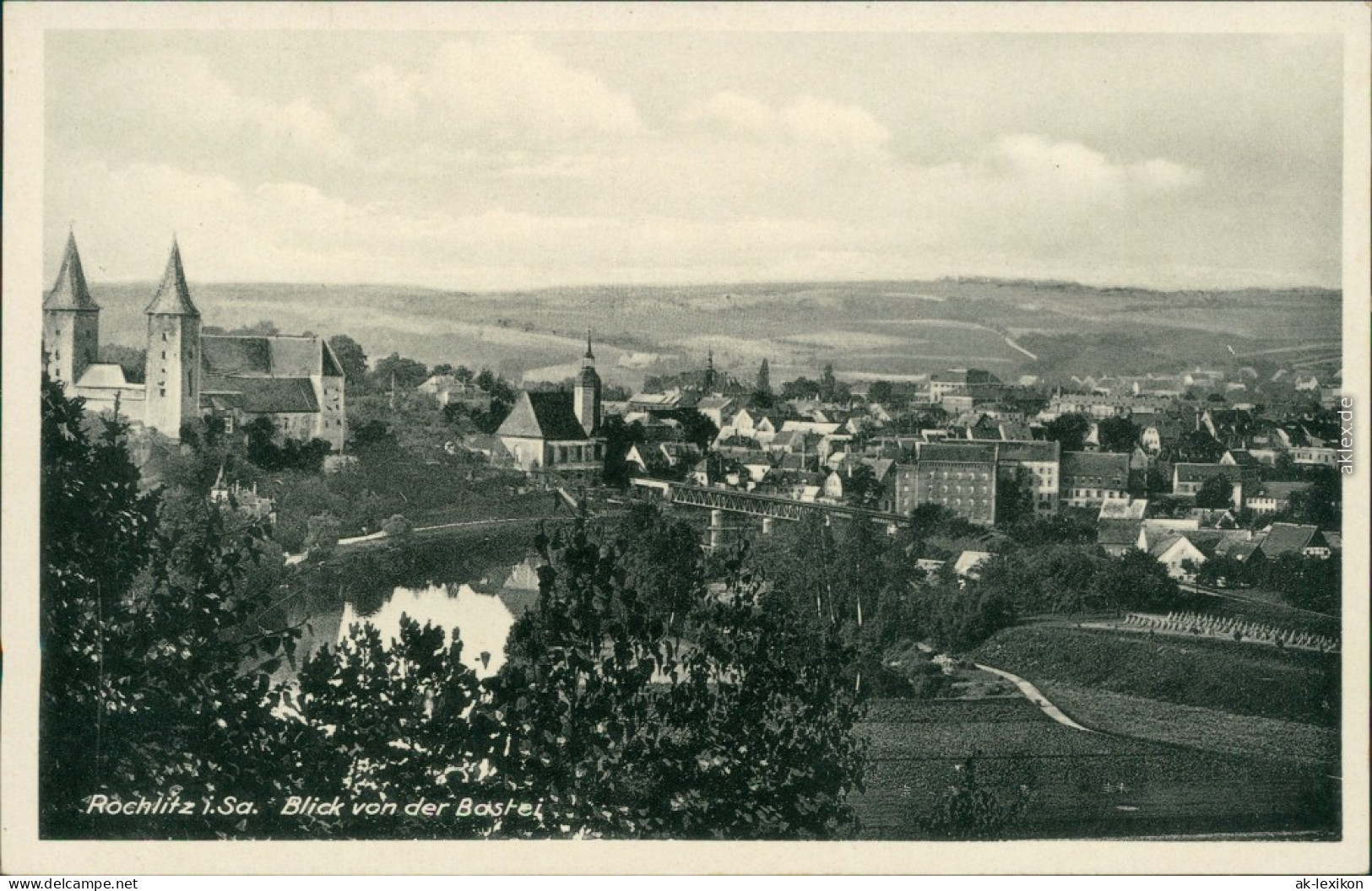 Ansichtskarte Rochlitz Panorama-Ansicht - Zeichnung 1939 - Rochlitz