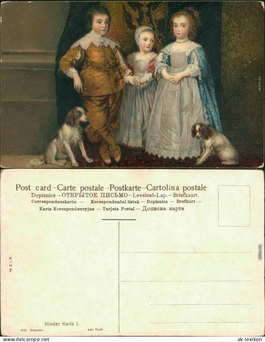 Ansichtskarte  Anthonis Van Dyck - Kinder Karls I. 1917 - Pittura & Quadri