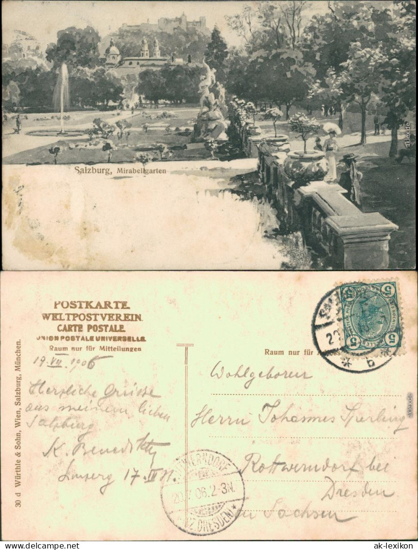 Ansichtskarte Salzburg Mirabell-Schloss Und Mirabellengarten 1906 - Other & Unclassified