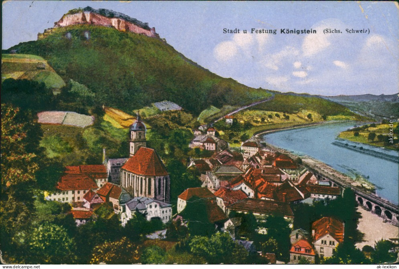 Königstein (Sächsische Schweiz) Festung Königstein - Coloriert 1915 - Koenigstein (Saechs. Schw.)