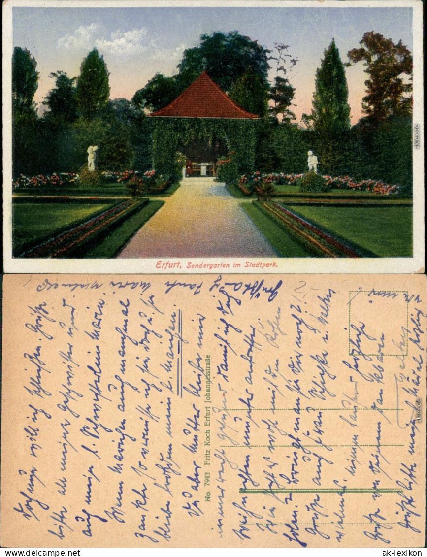 Ansichtskarte Erfurt Stadtpark - Sondergarten 1926 - Erfurt