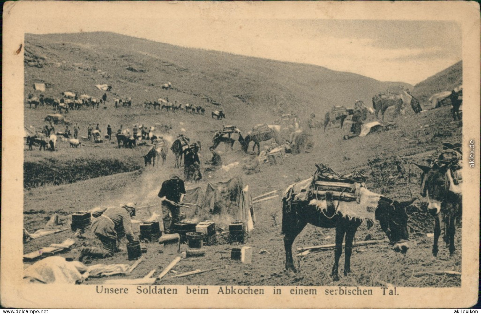 Ansichten 1. Weltkrieg - Ostfornt - Soldaten Beim Abkochen Serbischen Tal 1916 - Andere Kriege