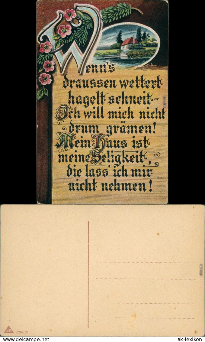 Ansichtskarte  Spruch: Eigenes Heim 1914  - Philosophie & Pensées