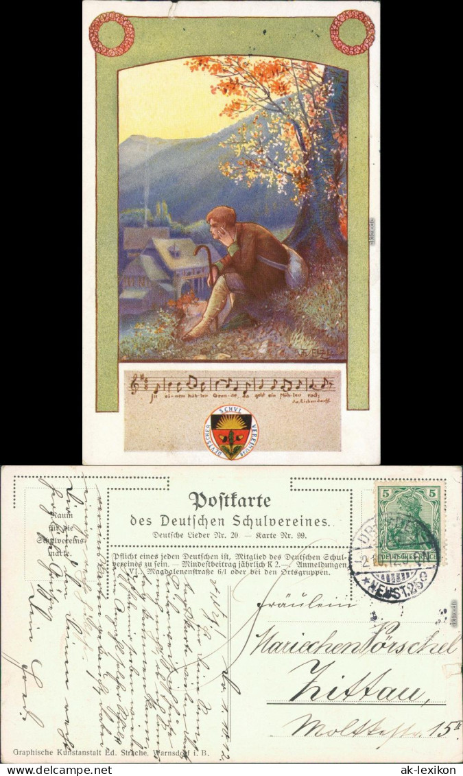 Ansichtskarte  Liedkarten - Du Einem Kühlein Grunde 1912 - Muziek