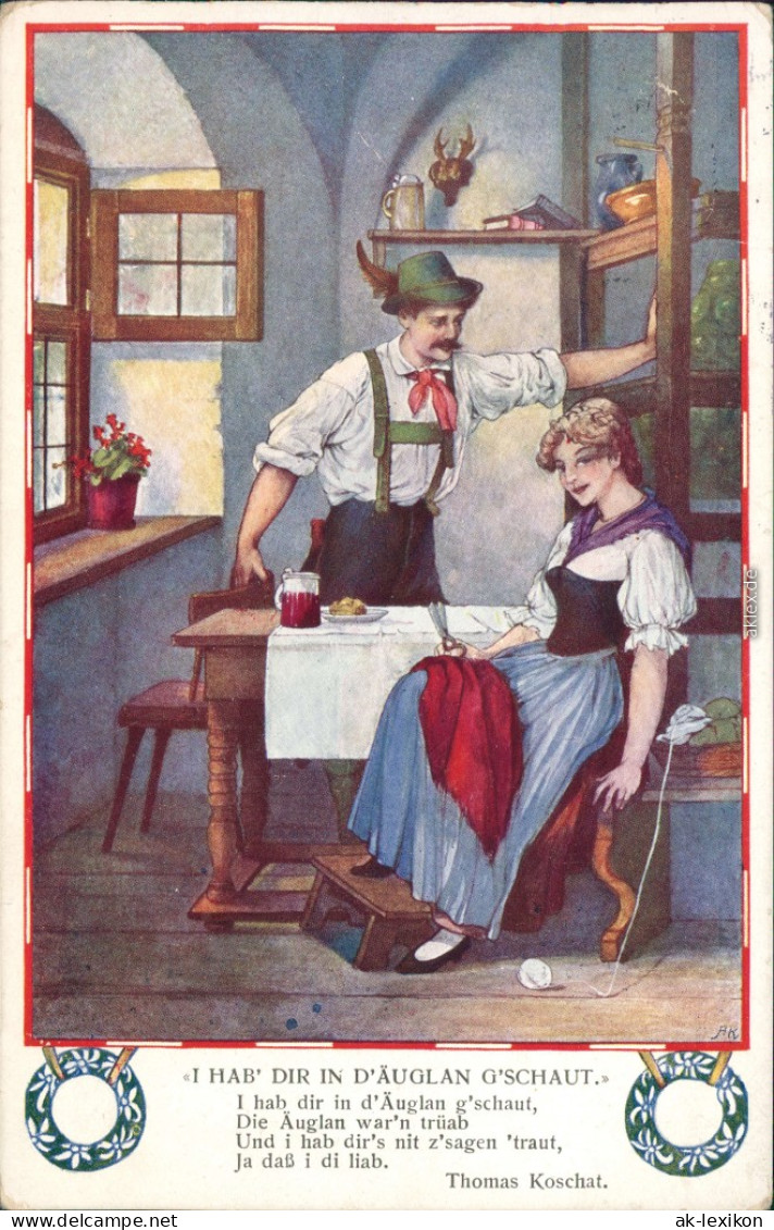 Ansichtskarte  Liebes Gedichte/Sprüche - Hab Dir In Die Augen Geschaut 1919 - Filosofie